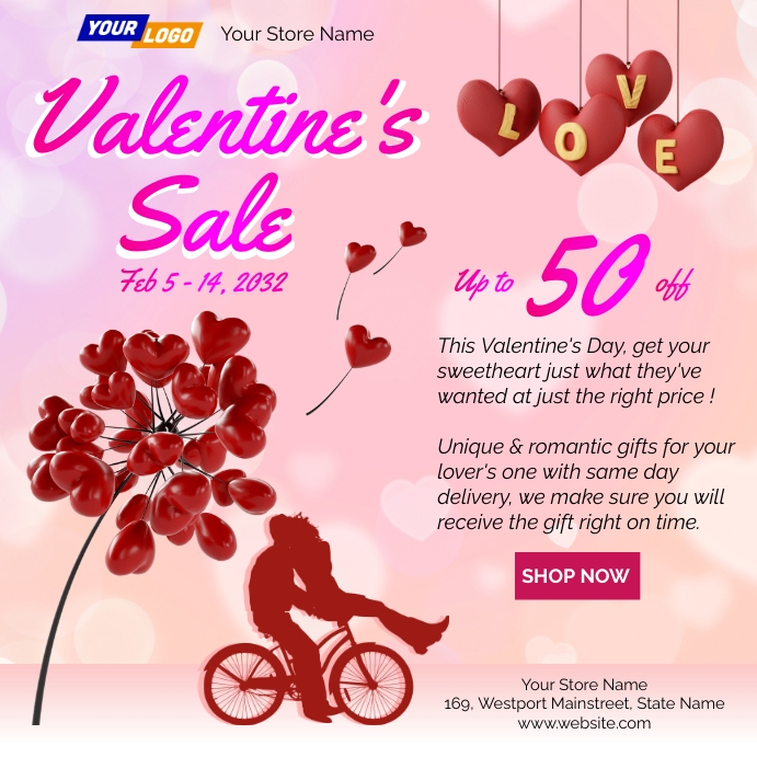 Copy of 3D Valentine's day Sale Flyer PosterMyWall