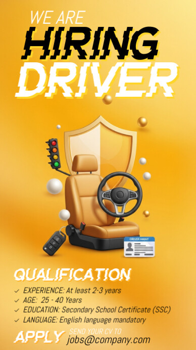 3d We Are Hiring Driver Instagram Story template