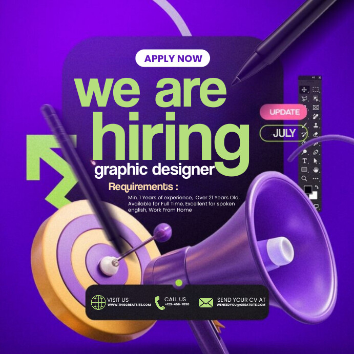 3d we are hiring graphic designer instagram p Template | PosterMyWall