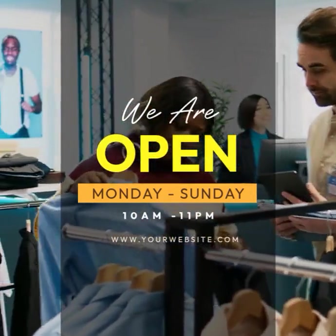 3d We Are Open Persegi (1:1) template