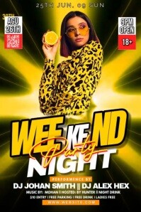 3d Weekend Night Party Poster template