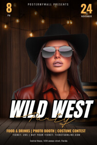 Black Wild West Party Poster Template
