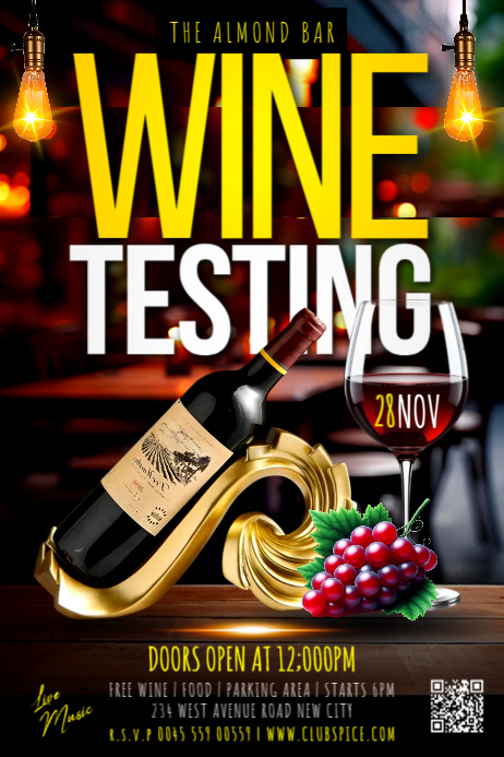 3d Wine Tasting Sampling Event Winery Experience Night Club Party Invite Advertisement Flyer Templat Poster template