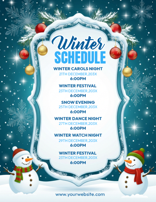 3d Winter Event Schedule Flyer (us Letter) template