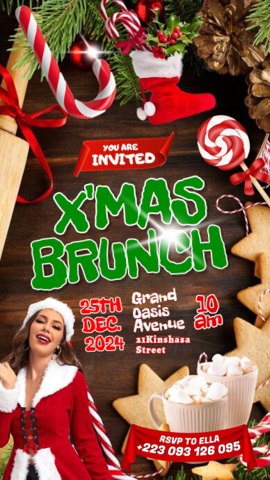 3d X'mas Brunch Party Event Flyer A4 Instagram-Story template
