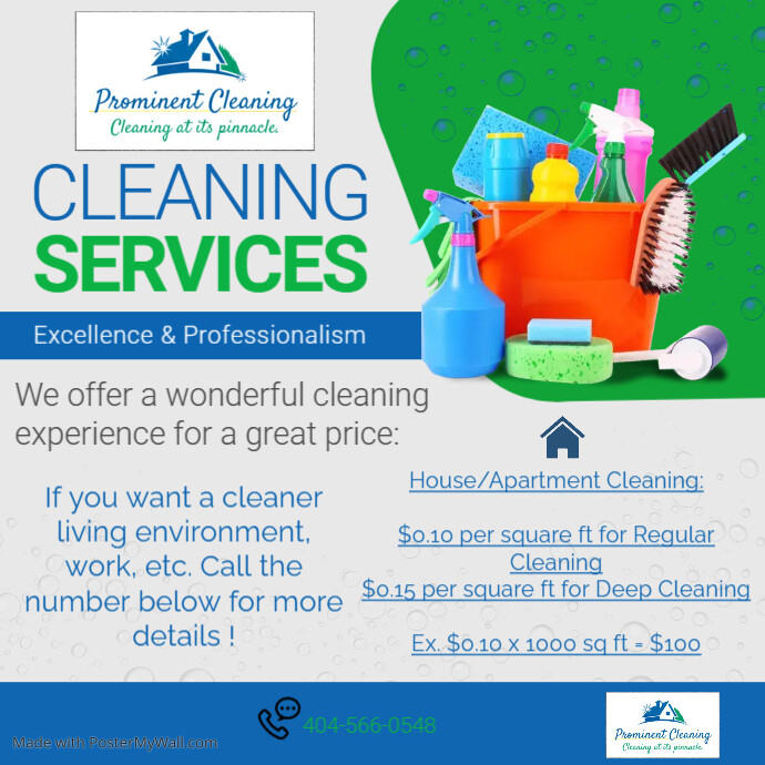 Prominent Cleaning Price Flyer | PosterMyWall