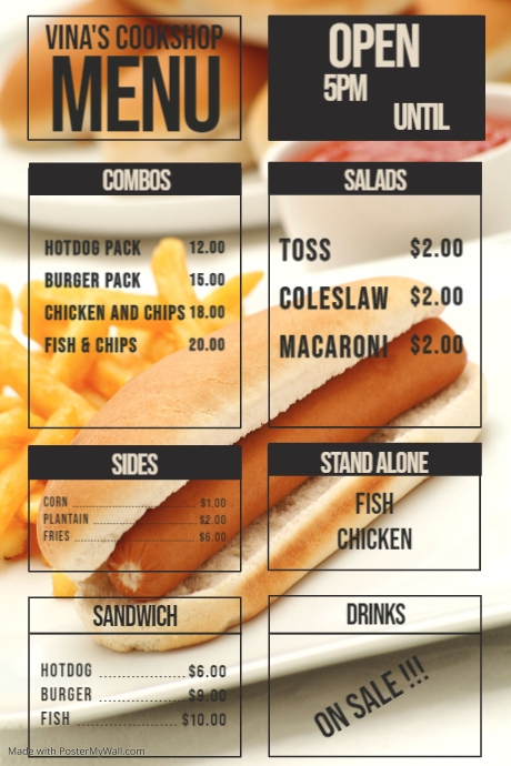 Simple Restaurant Menu Template | PosterMyWall