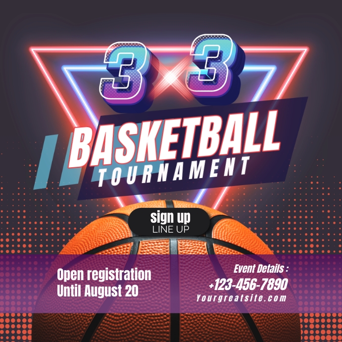 3x3 Basketball Tournament Instagram Plasing template