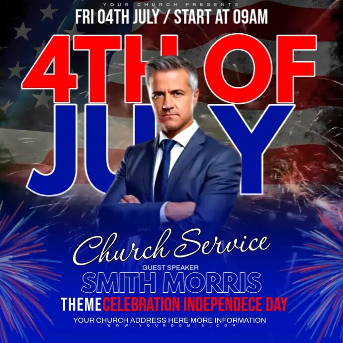 4 of July church service Template | PosterMyWall
