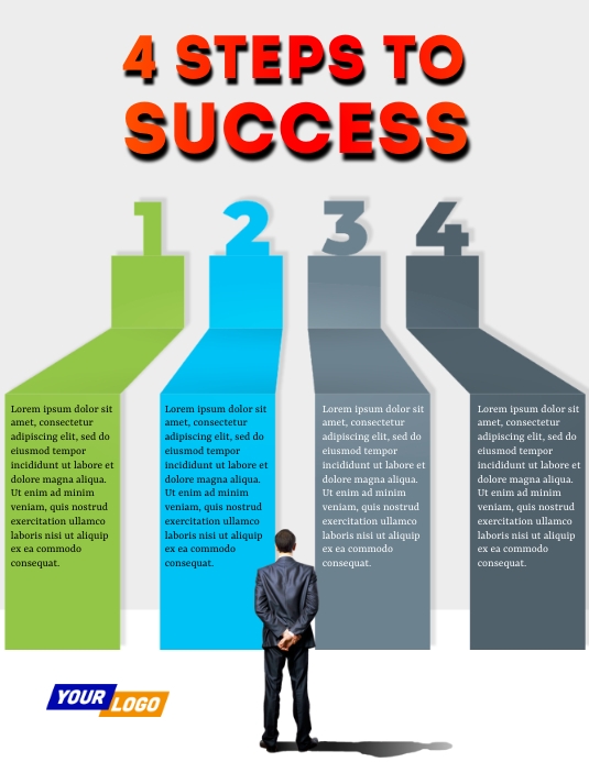 4 steps process diagram Volantino (US Letter) template