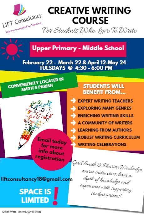 Writing Course Poster Creative Writing Course February - May 2022 Flyer Part 1 | PosterMyWall