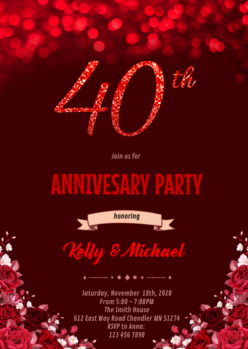 40th anniversary invitation A6 template