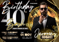40th Birthday Bash Celebration Night A4 template