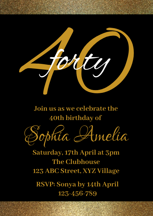 40th Birthday Invitation 3 Template PosterMyWall 40th Birthday Invitation 3 Template PosterMyWall