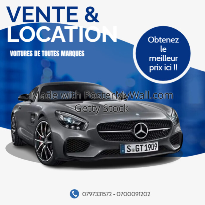 luxury car rental advertising blue and grey PosterMyWall
