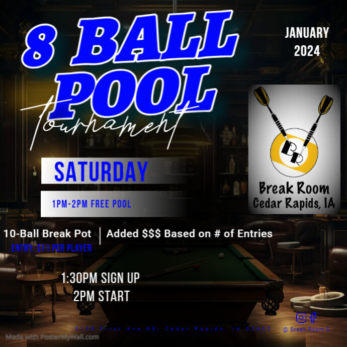 Copy of Pool Tournament ad template for instagram | PosterMyWall