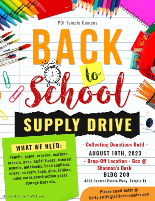 Back To School Supply Drive Flyer PosterMyWall
