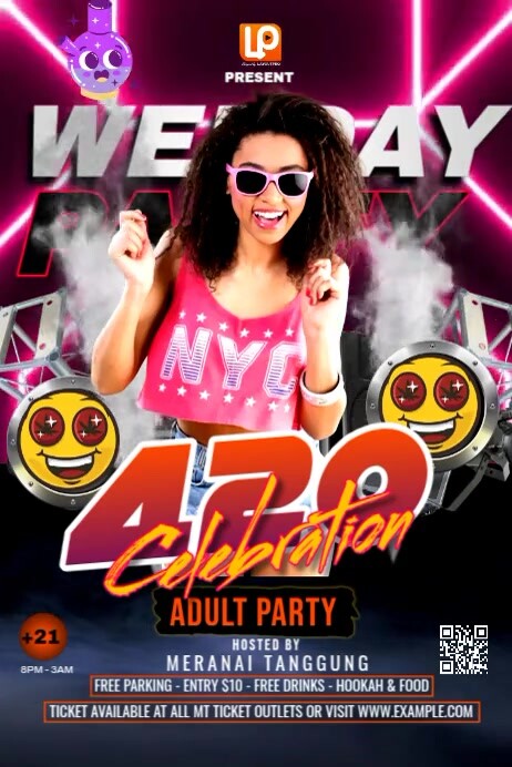 420 Neon Celebration Poster template