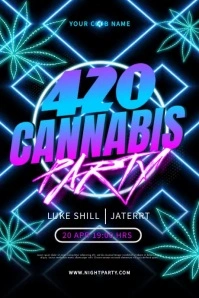 420 Neon Party Poster template