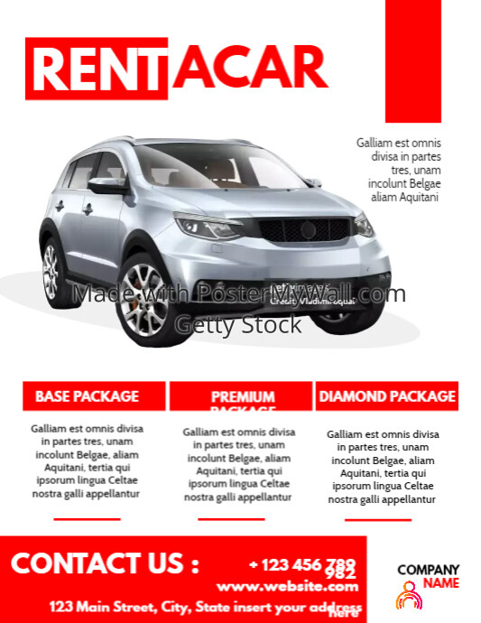 rent a car flyer advertisement red and white