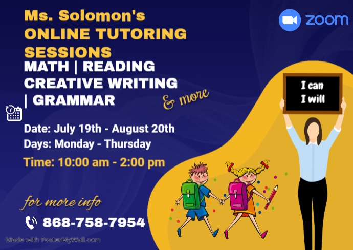 Copy of Copy of Copy of Copy of Zoom Online Tutoring flyers | PosterMyWall