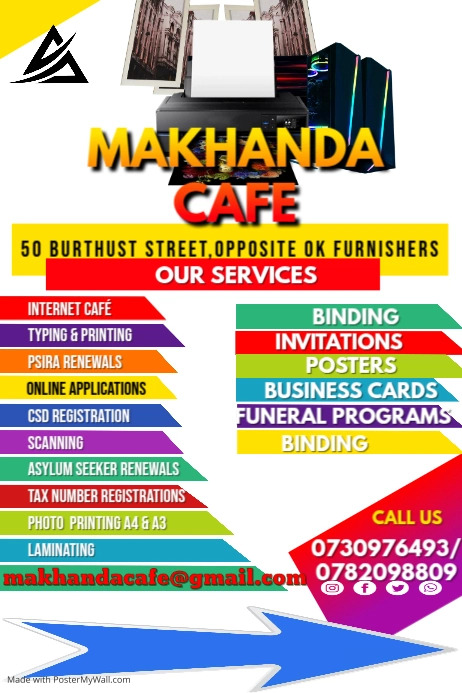 Blue Modern Cyber Cafe Services Flyer | PosterMyWall