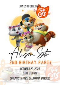 44 cats invitation A4 template