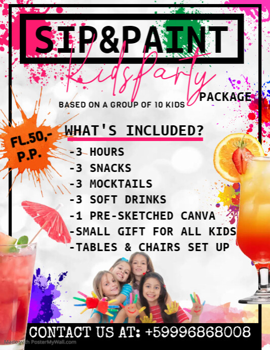 Paint and sip event template PosterMyWall
