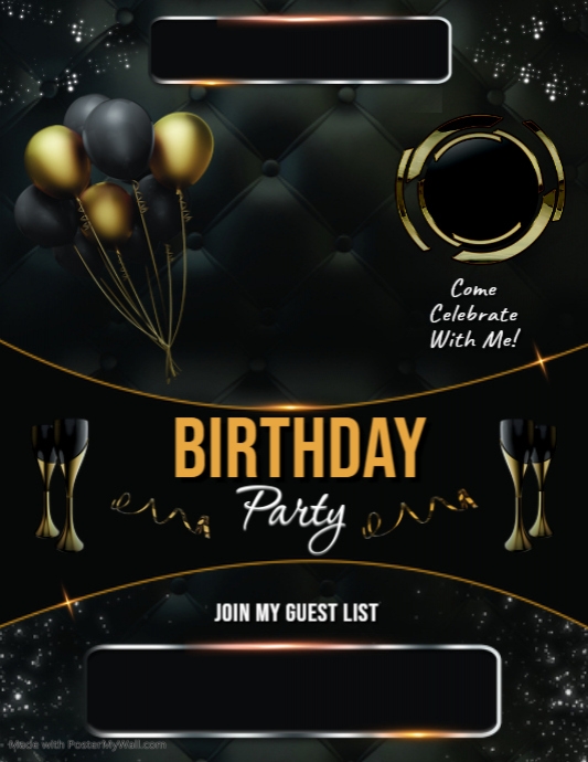 Copy of BLACK AND GOLD BIRTHDAY PARTY FLYER TEMPLATE | PosterMyWall