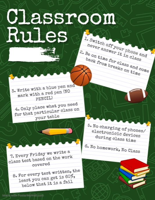 Copy of Green Classroom Rules Poster Template | PosterMyWall
