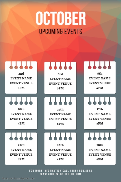 October Upcoming Event Flyer | PosterMyWall