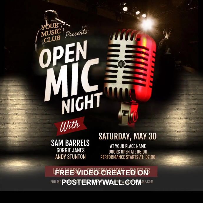 Open Mic Night Instagram Video Post | PosterMyWall