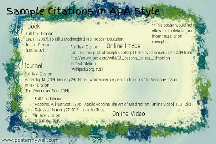 Copy of Sample Citations in APA Style | PosterMyWall