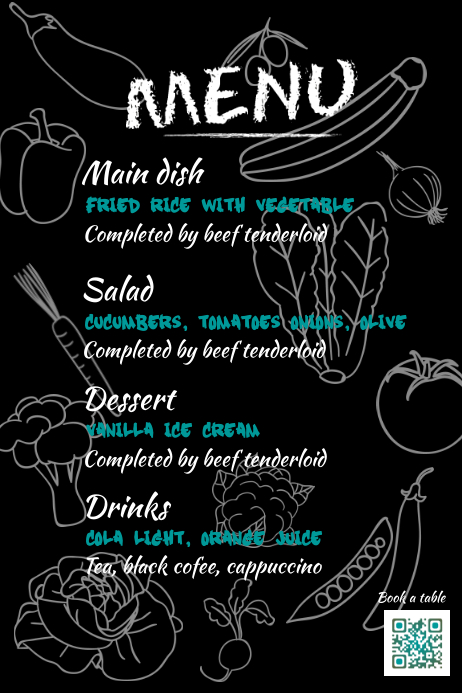 Restaurant menu poster - Fresh food - Blackboard template