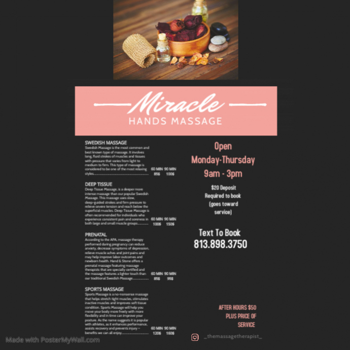 Copy of Pink Hand and Foot Massage Spa Menu PosterMyWall