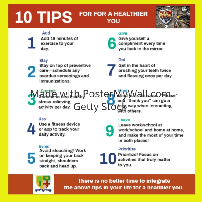 Healthier Tips Copy of 10 Tips for a Healthier You | PosterMyWall