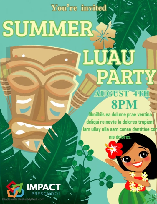 Green Hawiian Party Flyer Template | PosterMyWall