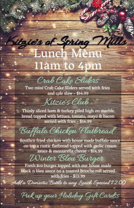 Christmas Eve Dinner Menu Template Half Page Wide