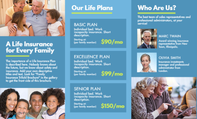 Family Insurance Trifold Brochure Back