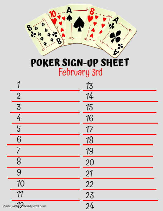 Poker SignUp Sheet PosterMyWall