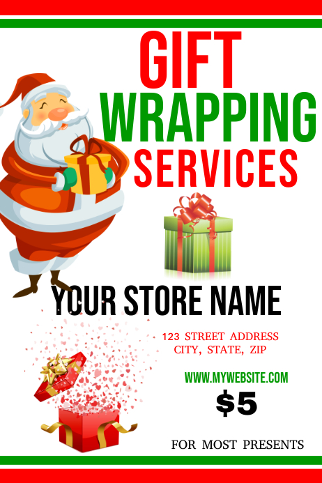Christmas Gift Wrapping Service Template  PosterMyWall