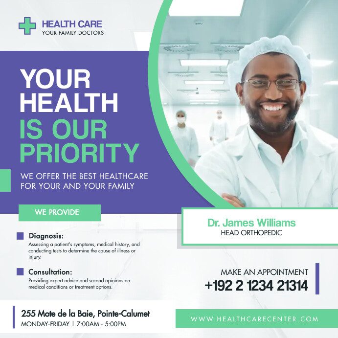 Medical Clinic Social Media Post template