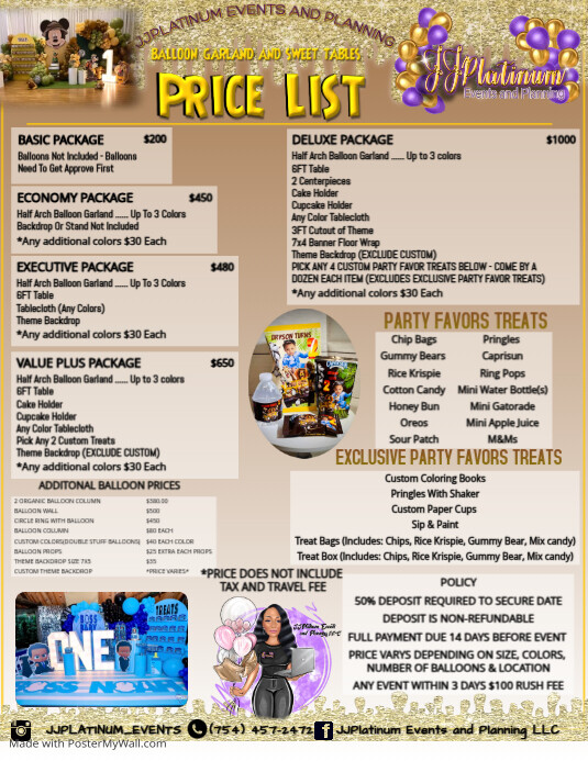 Copy of Party Favor Price List PosterMyWall