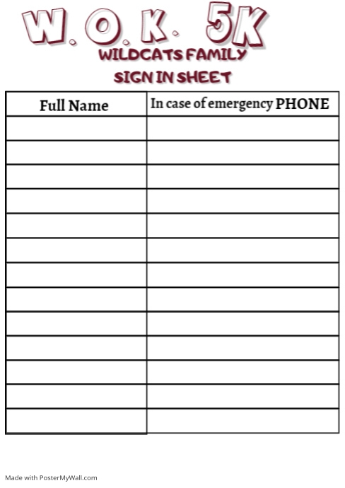 Community/Family Sign In Sheet | PosterMyWall