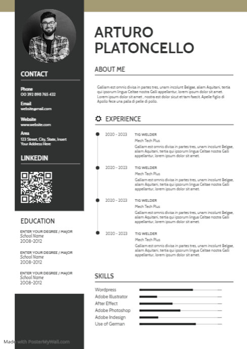 modern minimal gold white and black colors cv