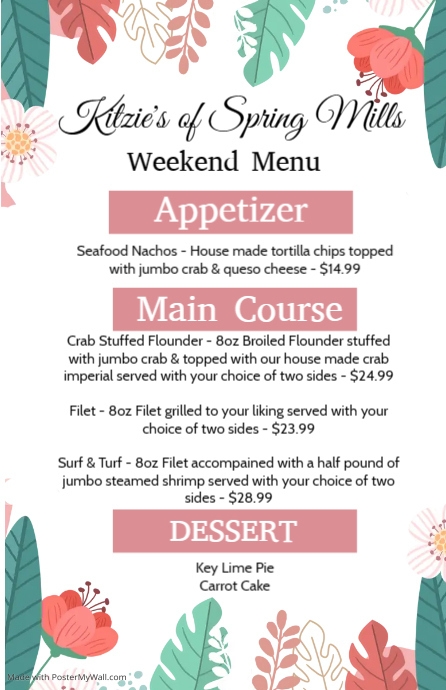 spring menu | PosterMyWall