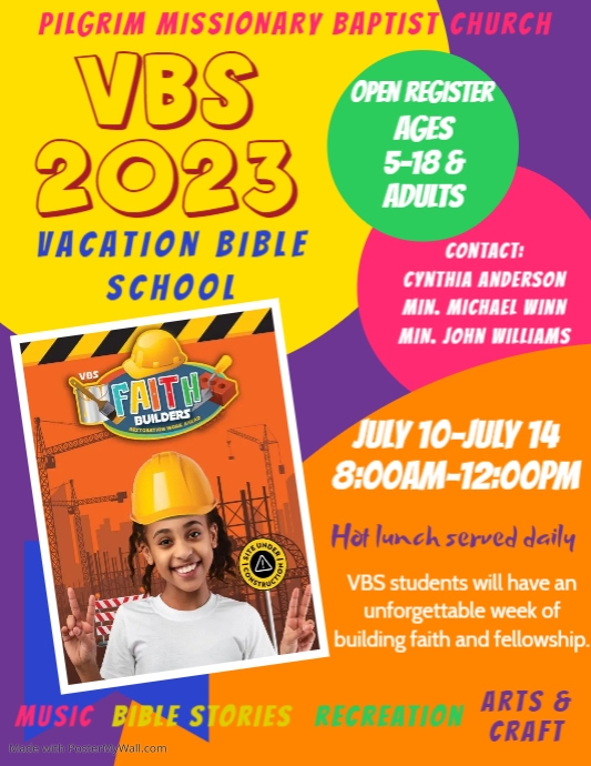 Vacation Bible School Flyer PosterMyWall