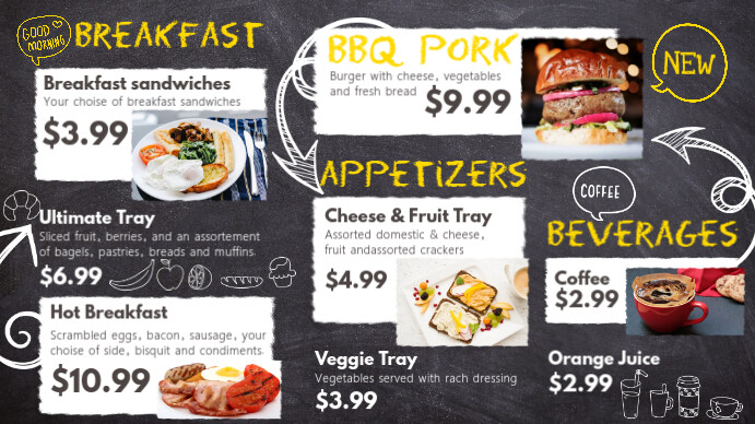 Breakfast Digital Menu Template Postermywall