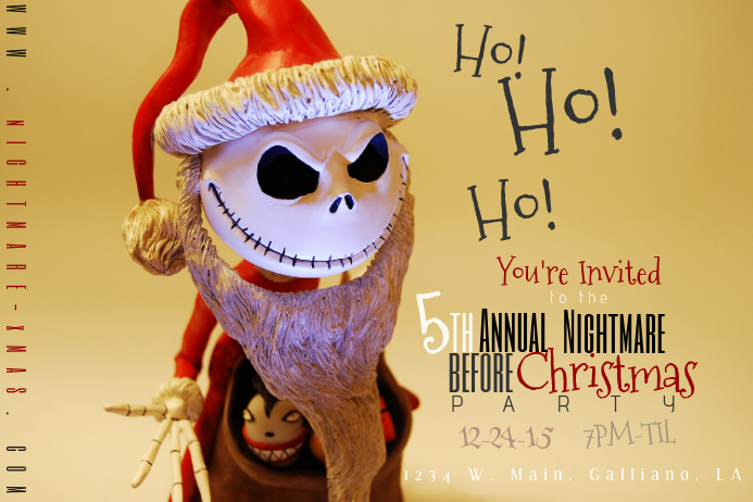 Nightmare Before Christmas Holiday Party Invite Card Jack Santa Halloween Eve Bash Poster template