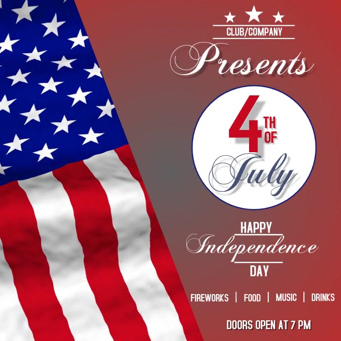 4th July, Independence day Flyer โพสต์บน Instagram template